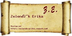 Zelenák Erika névjegykártya